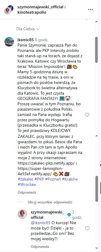 Screen odpowiedzi Szymona